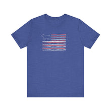 Load image into Gallery viewer, Show Barrow American Flag T-Shirt, Show Livestock, Show Stock, Barrow, Tapered, USA, Flag, Blue
