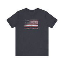 Load image into Gallery viewer, Show Barrow American Flag T-Shirt, Show Livestock, Show Stock, Barrow, Tapered, USA, Flag, Blue
