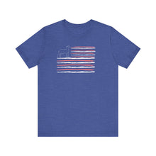 Load image into Gallery viewer, Show Lamb American Flag T-Shirt, Show Livestock, Show Stock, Lamb, Tapered, USA, Flag, Blue