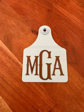 Load image into Gallery viewer, Custom Logo/Initials Cattle Ear Tag Ornament, Set of 5, Many Colors, Once Purchased ~ We'll email you regarding logo or initials & colors