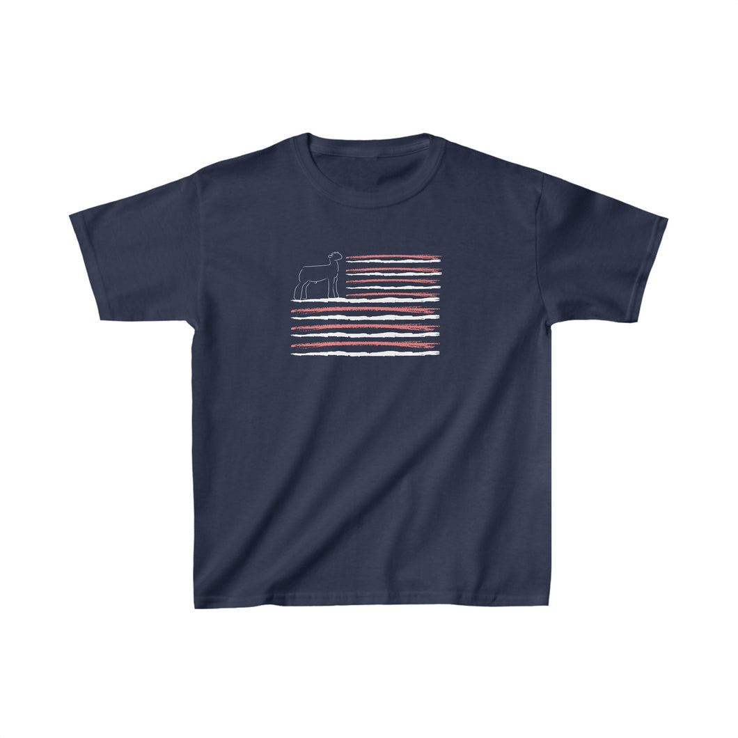 Show Lamb American Flag Youth T-Shirt