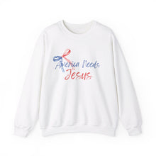 Load image into Gallery viewer, America Needs Jesus Crewneck Sweatshirt, Christian, America, Jesus
