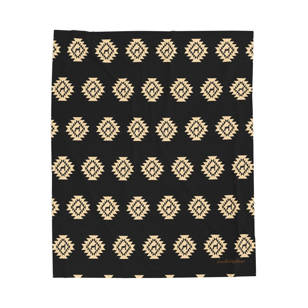 Show Lamb Aztec Velveteen Plush Blanket, Show Livestock, Lamb, Black 50x60