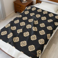 Load image into Gallery viewer, Show Lamb Aztec Velveteen Plush Blanket, Show Livestock, Lamb, Black 50x60
