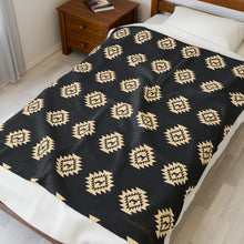 Load image into Gallery viewer, Show Goat Aztec Velveteen Plush Blanket, Show Livestock, Goat, Black 50x60
