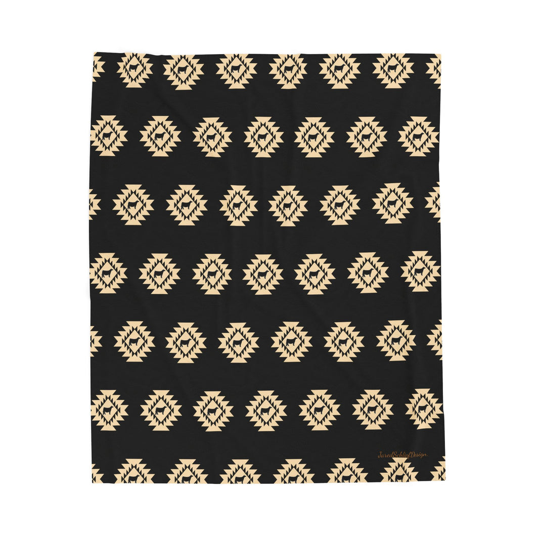 Heifer Aztec Velveteen Plush Blanket, Show Livestock, Heifer, Black 50x60,