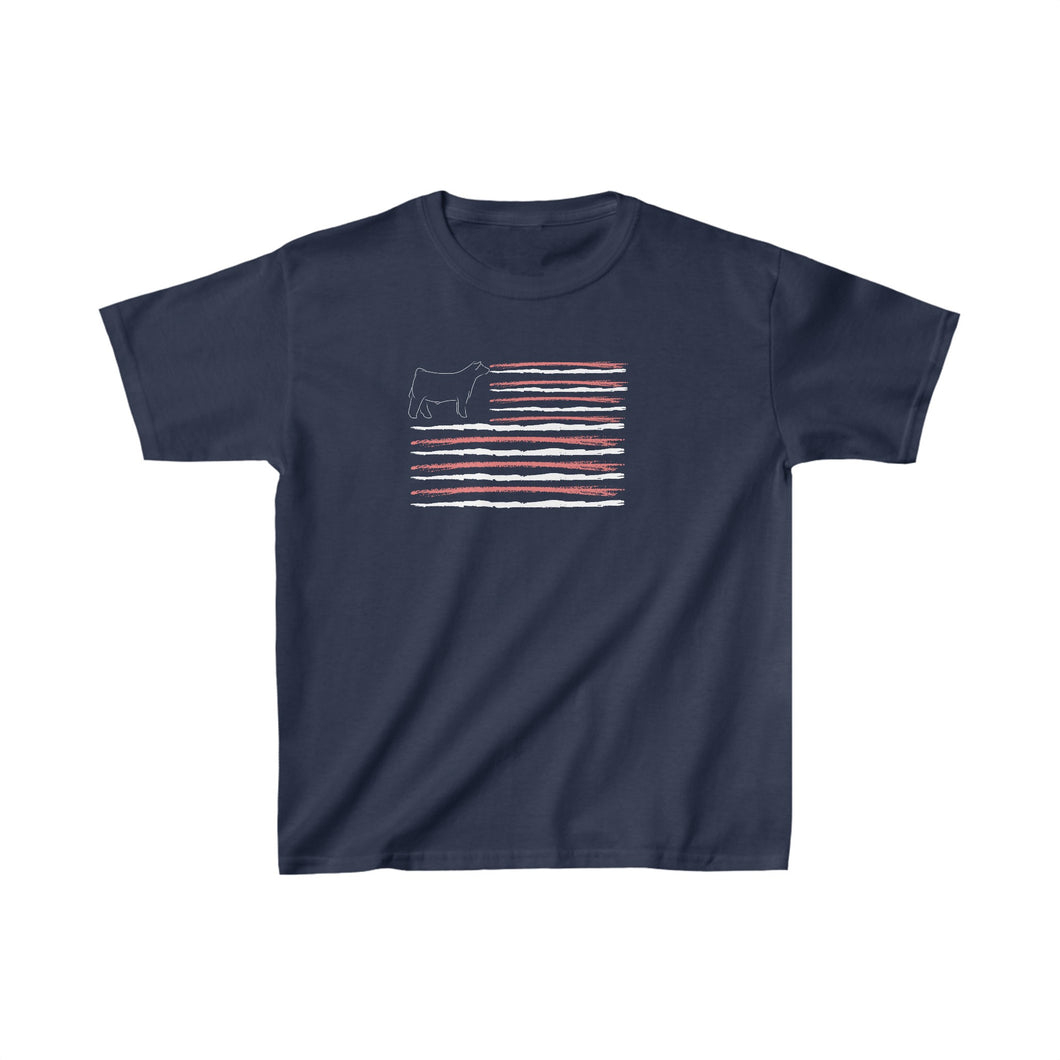 Show Steer American Flag Youth T-Shirt