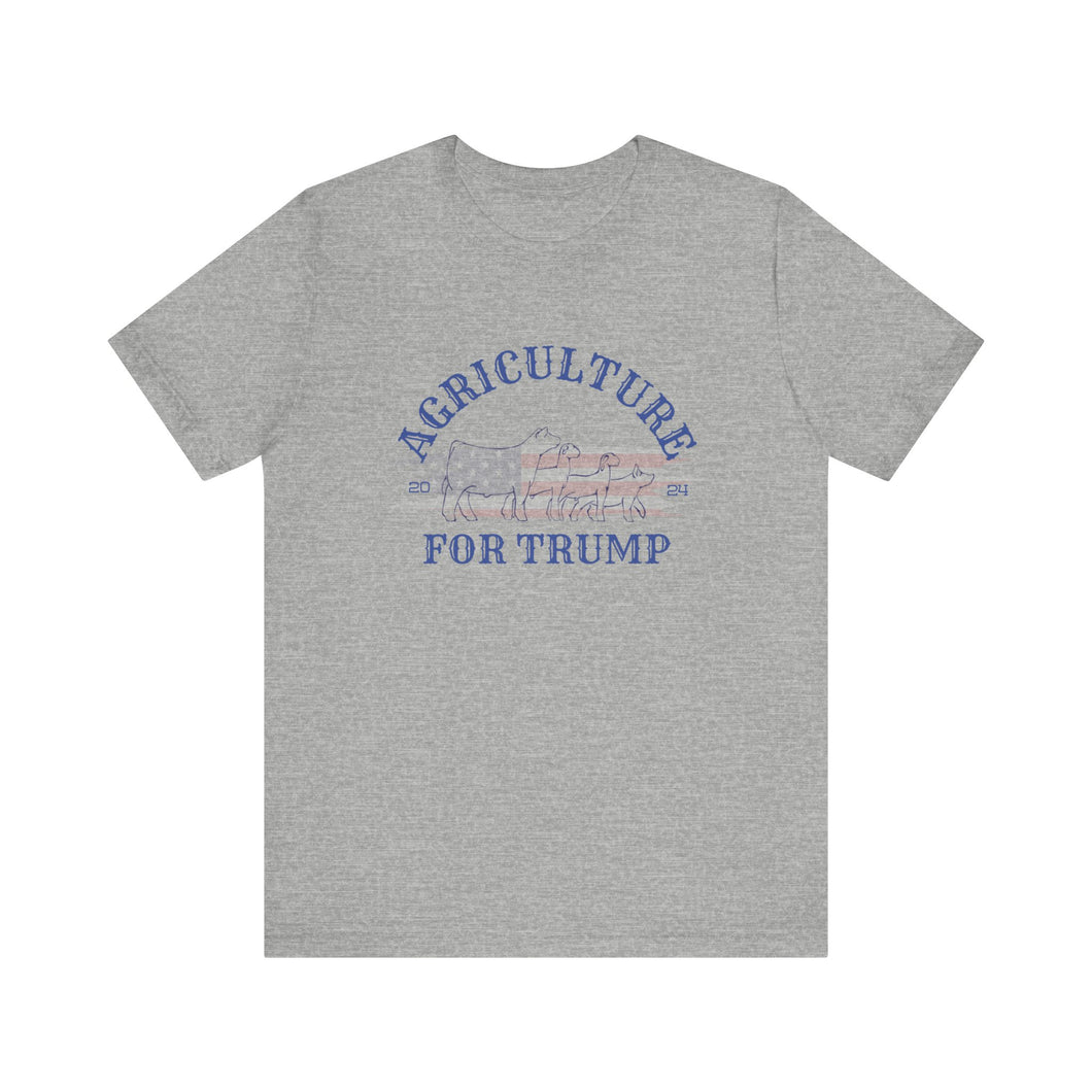 Agriculture for Trump Jersey Short Sleeve Tee, Trump 2024, Tapered Shoulders, Show Livestock, Steer, Barrow, Goat, Lamb