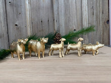 Load image into Gallery viewer, Gold Show Steer Christmas Ornaments, Set of 4
