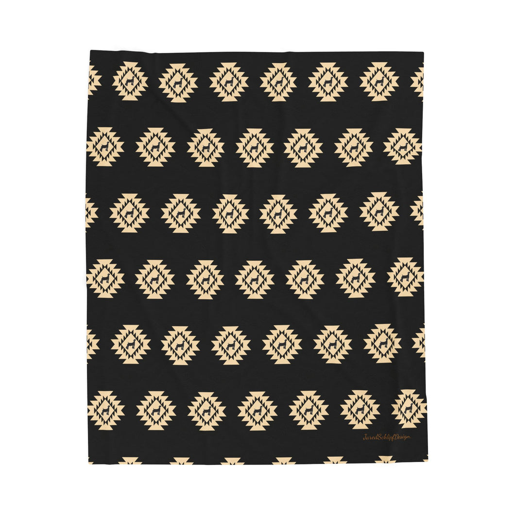 Show Goat Aztec Velveteen Plush Blanket, Show Livestock, Goat, Black 50x60