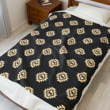 Load image into Gallery viewer, Show Barrow Aztec Velveteen Plush Blanket, Show Livestock, Barrow, Black 50x60
