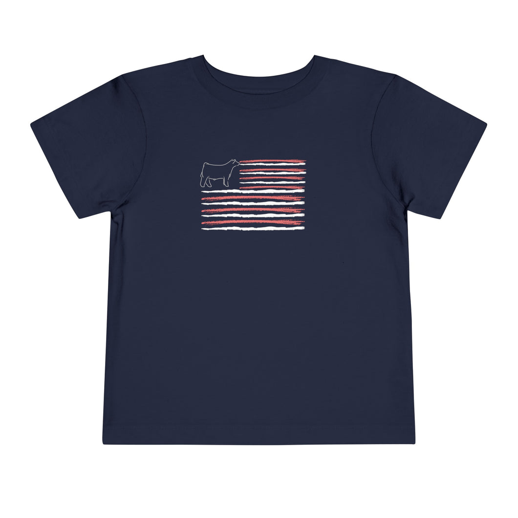 Show Steer American Flag Toddler T-Shirt