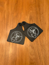 Load image into Gallery viewer, Custom Logo Cattle Ear Tag Ornament, Set of 5, Variety of Colors, 3D, Made in the USA
