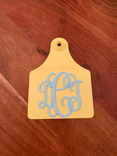Load image into Gallery viewer, Custom Logo/Initials Cattle Ear Tag Ornament, Set of 5, Many Colors, Once Purchased ~ We'll email you regarding logo or initials &amp; colors
