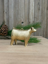 Load image into Gallery viewer, Gold Show Steer Christmas Ornaments, Set of 4
